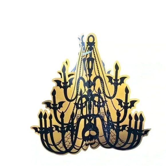 Vintage Halloween Skull Candelabra Cardboard Hanging Decor Spooky Cutout - Picture 3 of 8